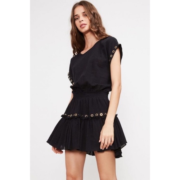 MISA Los Angeles Millie Ruffle Grommet Dress in Black - Picture 1 of 10